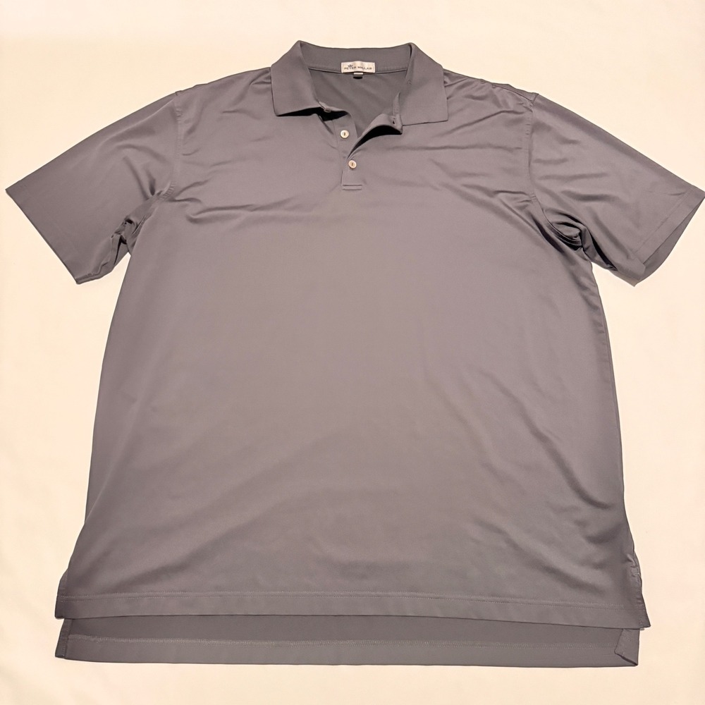 Peter Millar Polo Shirt Mens XL Gray Short Sleeve Performance Golf ME0EK01